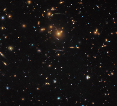 a refraction of stars through the hubble telescope.