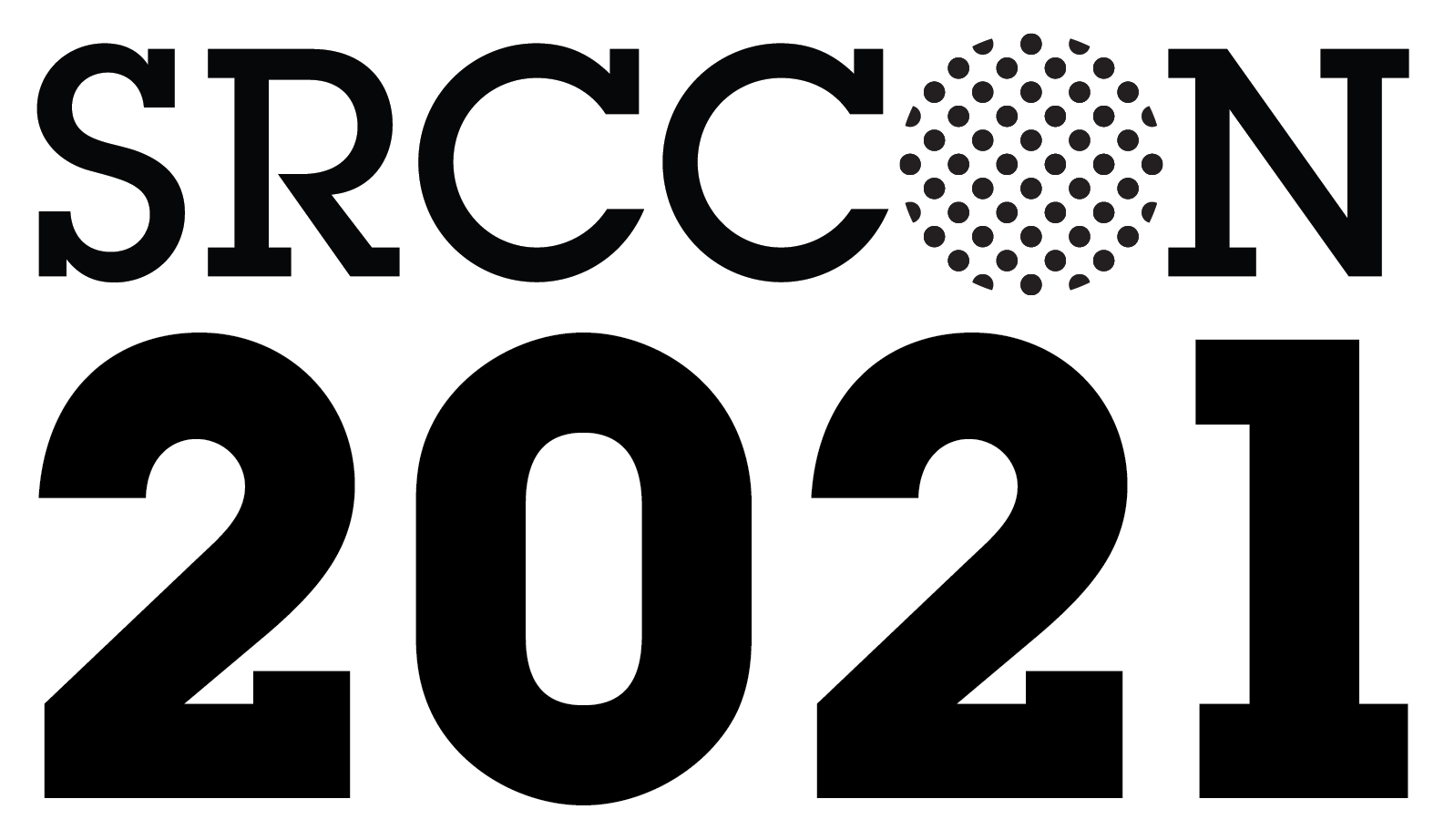 Black and white logo that says SRCCON 2021.